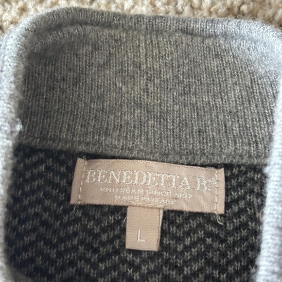 Benedetta B Womens Large Cardigan Knit Sweater Made in Italy Wool Cashmere Gray - Picture 2 of 6